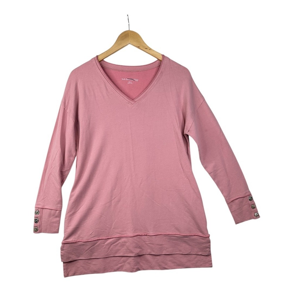 Soft Surroundings‎ V-neck Long Sleeve Sweater size X-Small Pink